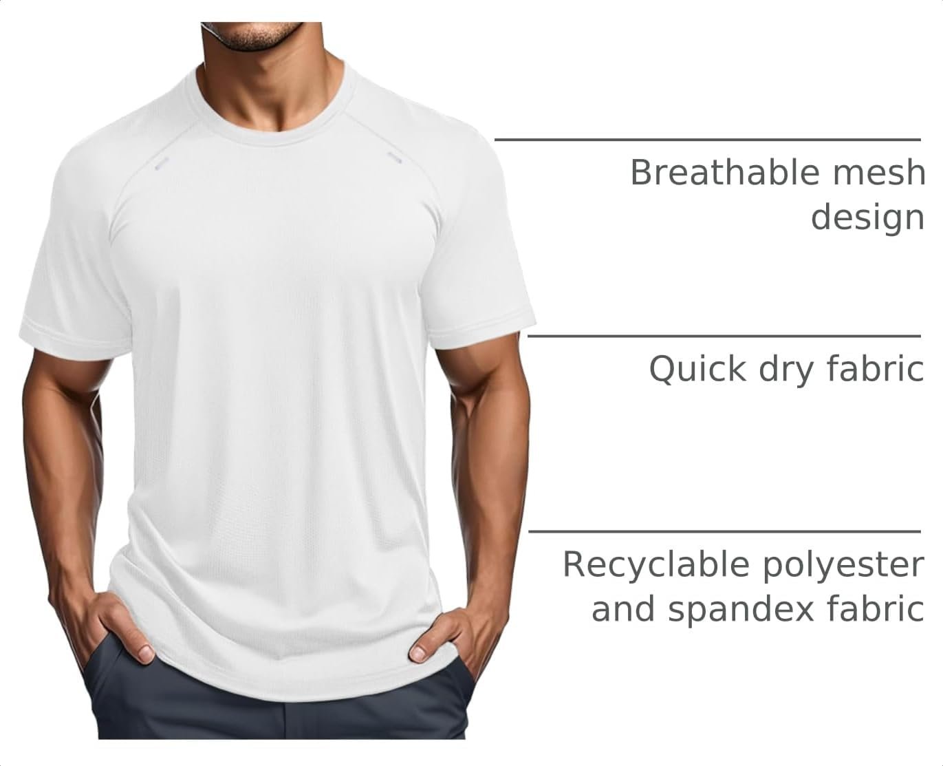 MAGCOMSEN Men's Dry Fit Shirts Mesh Short Sleeve Athletic Lightweight Workout Performance Hiking Shirt - Image 4